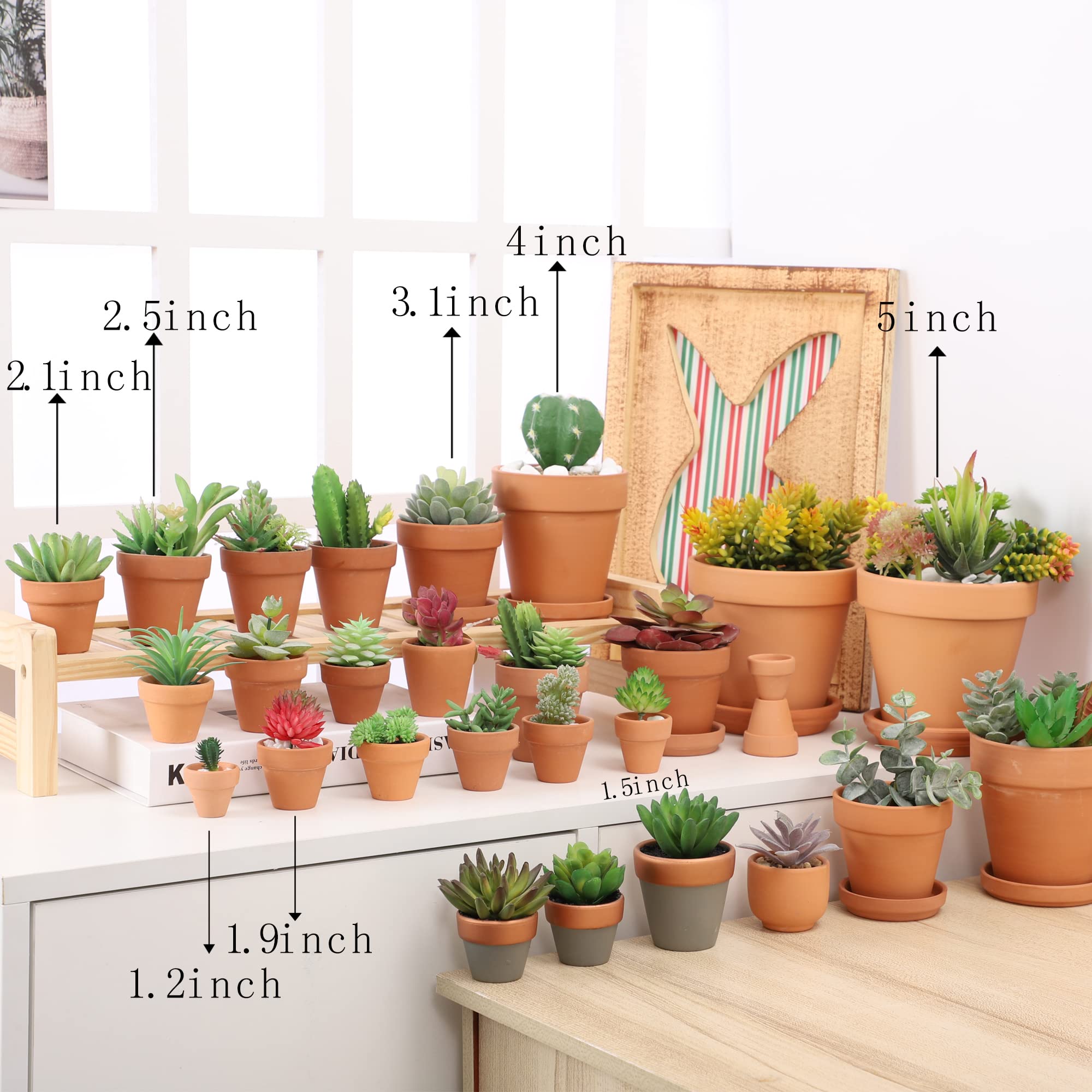Yishang 12-pack terracotta pots arranged for crafts and nursery projects.