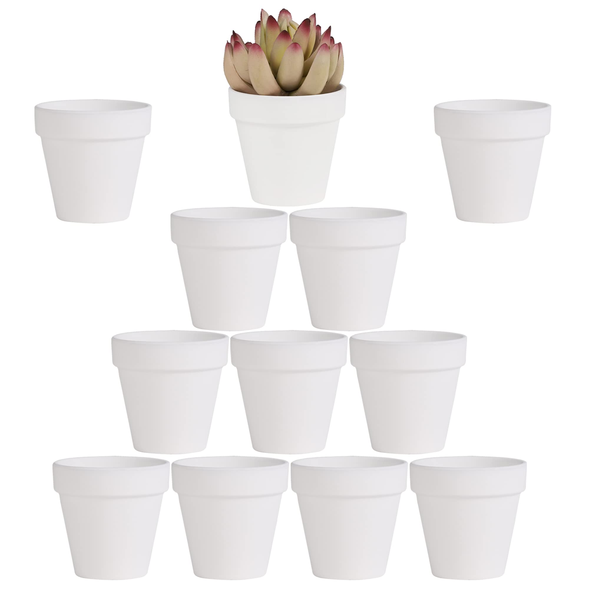 Yishang white terracotta pot with drainage hole for indoor succulents