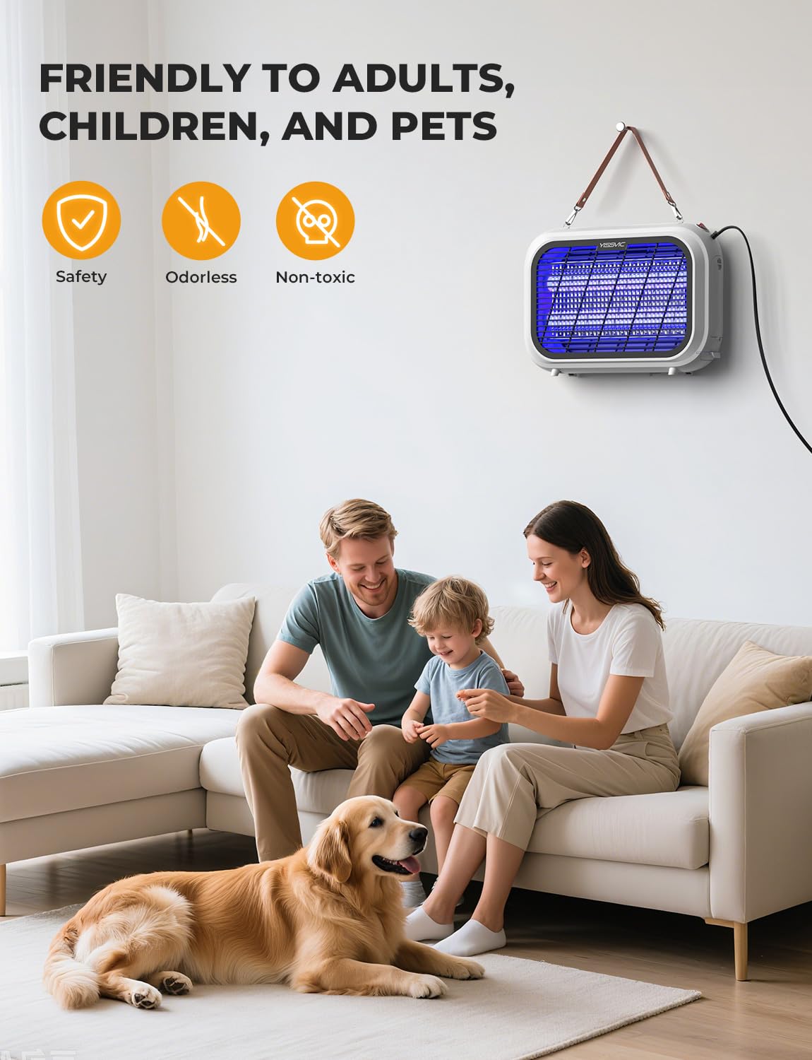 YISSVIC 20W indoor bug zapper pet-friendly design for homes