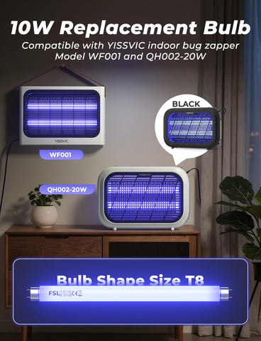 YISSVIC 365nm ultraviolet light attracts flying insects at home.