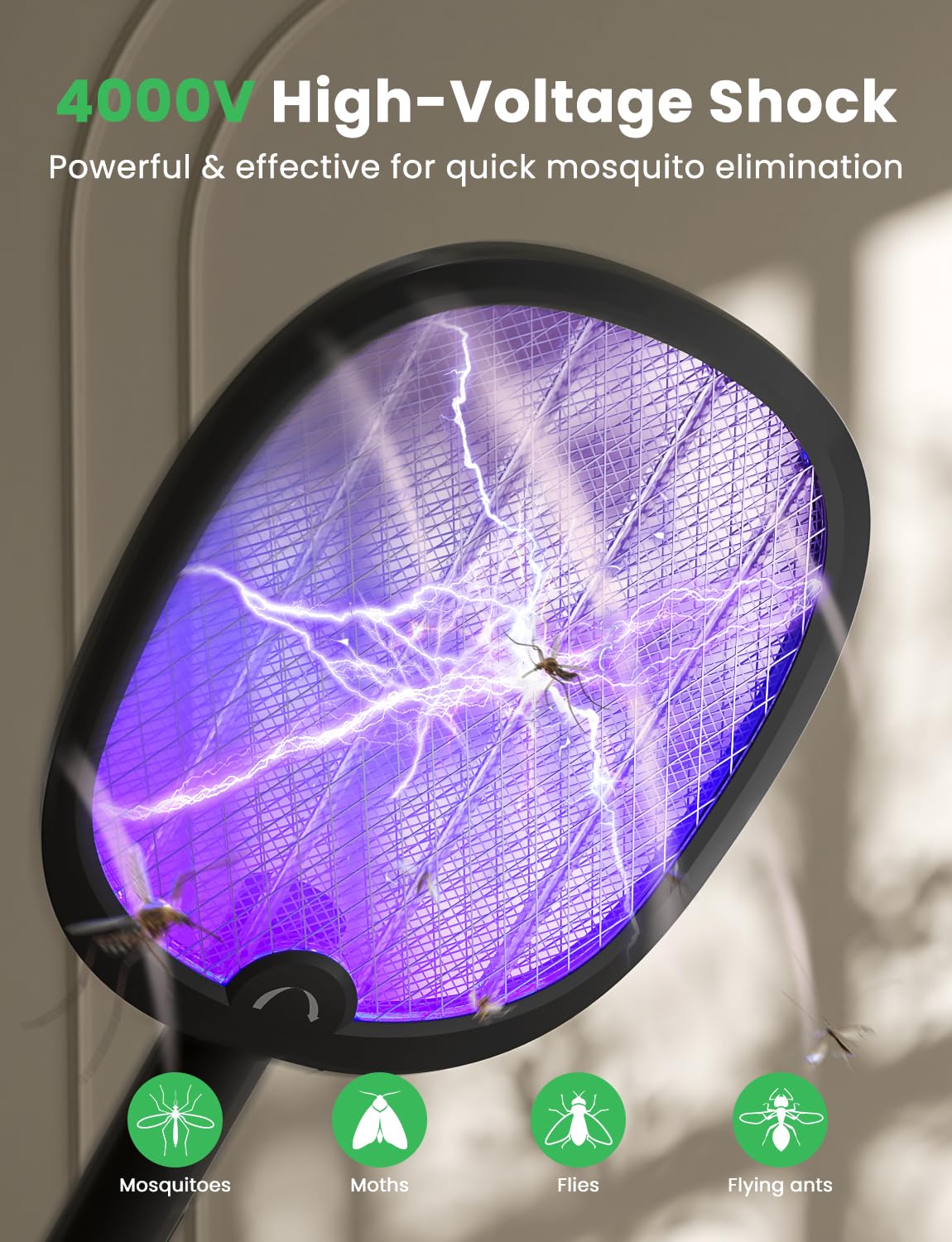 YISSVIC bug zapper racket tucked in a backpack for camping.