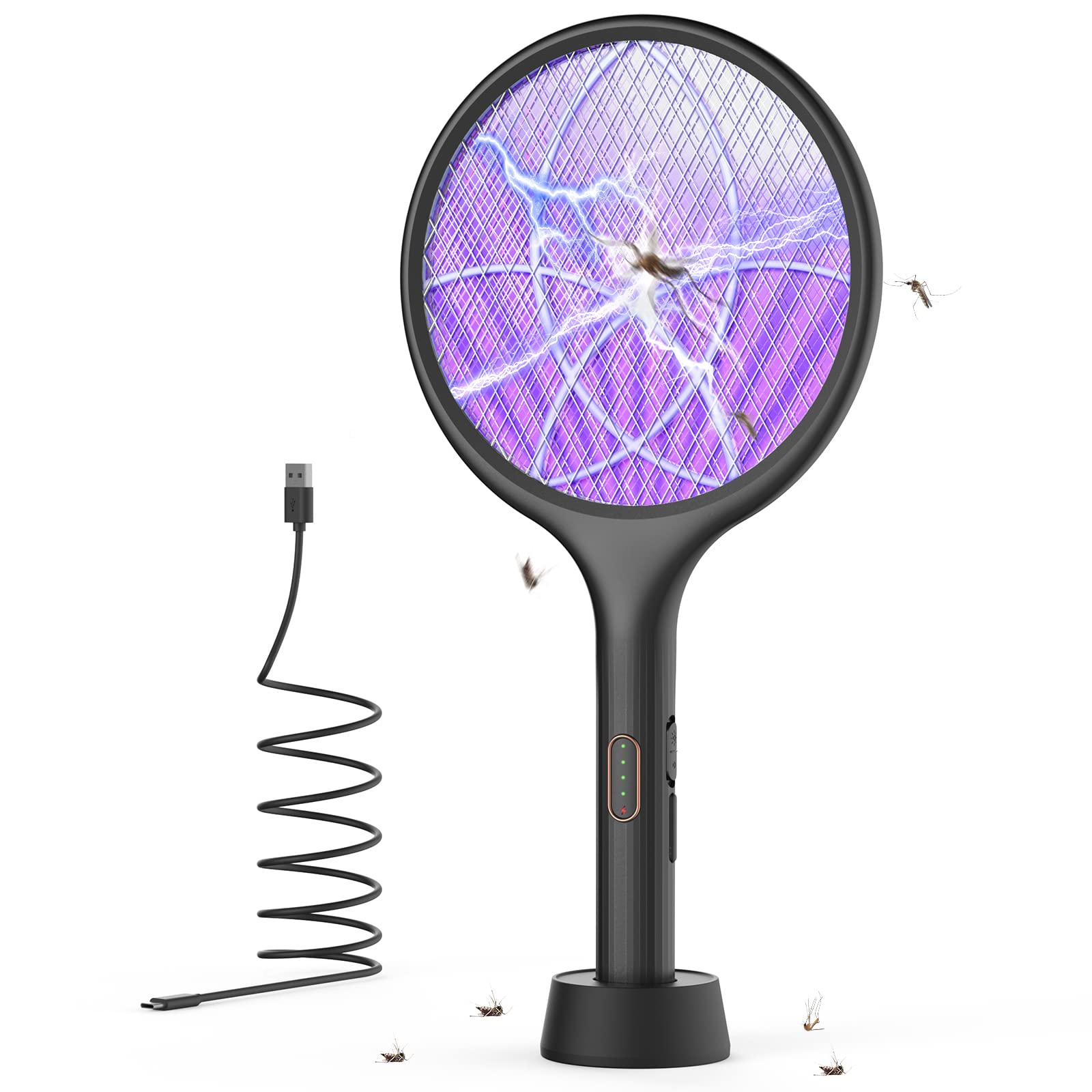 YISSVIC electric fly swatter racket with 4000V power for fast insect elimination