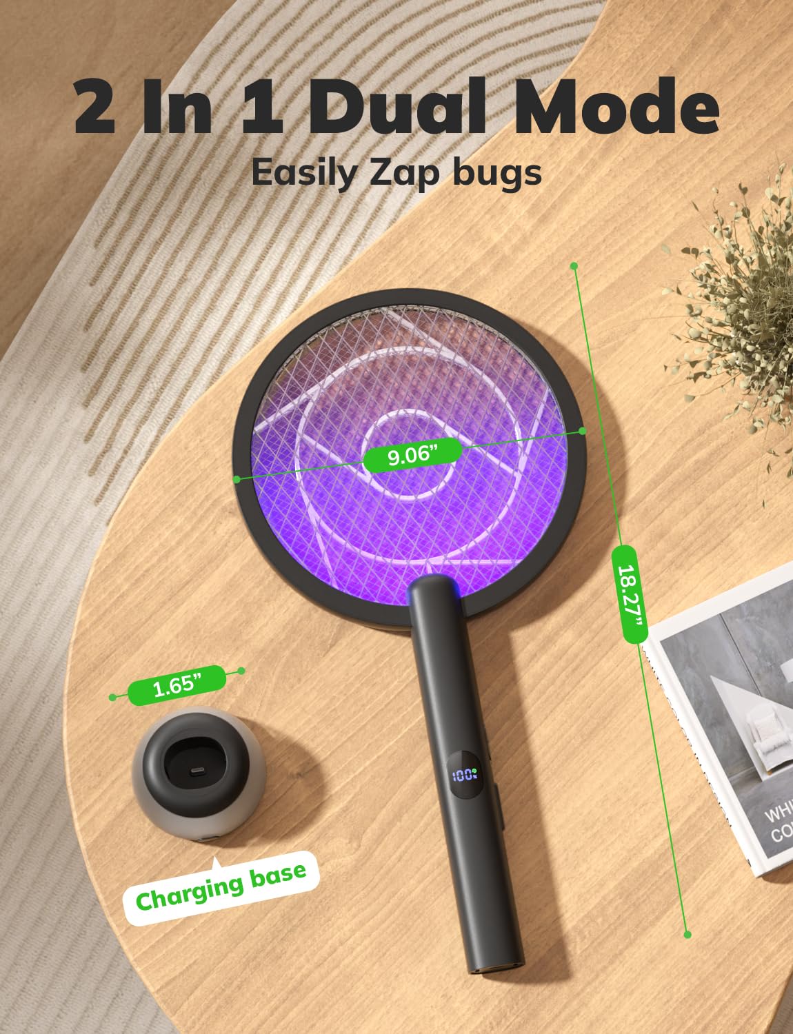 YISSVIC fly zapper racket stored on charging base for ready use