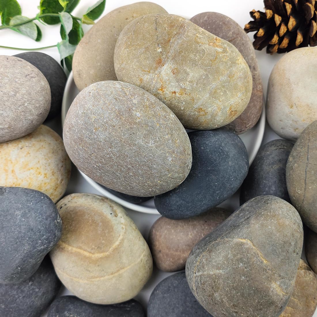 YISZM 40lbs river rocks collection, natural 3-4 inch stones for garden design