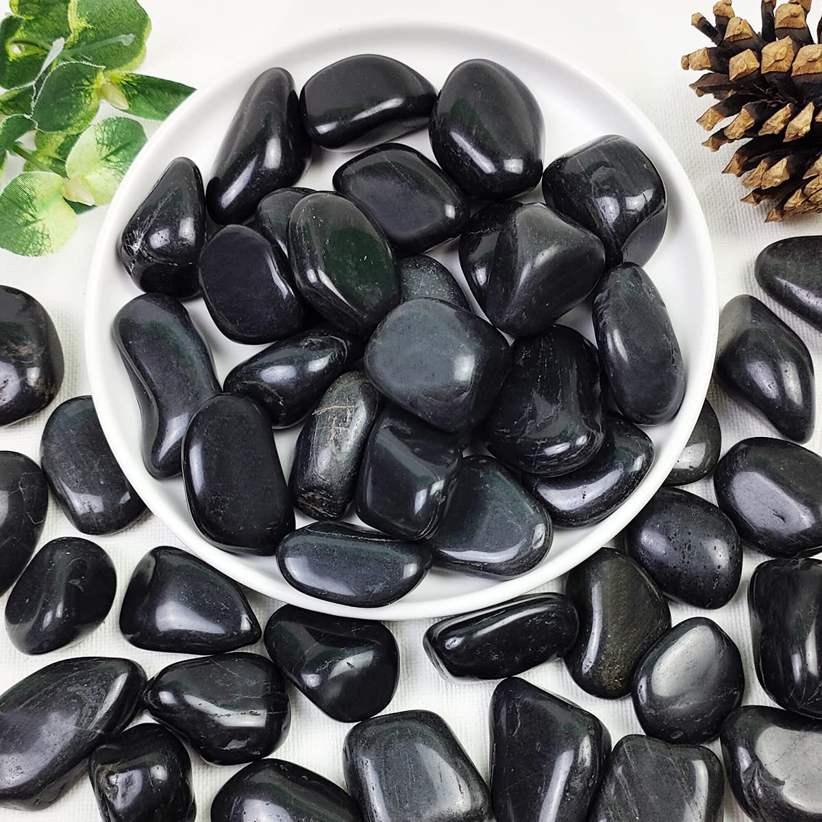 YISZM 5lbs black pebbles bag for decorative planters and gardens