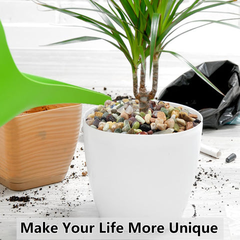 YISZM colorful pebbles top-dressing brighten a vase arrangement.