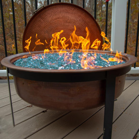 YISZM Aqua Blue half-inch glass reflects flames for a mesmerizing effect.