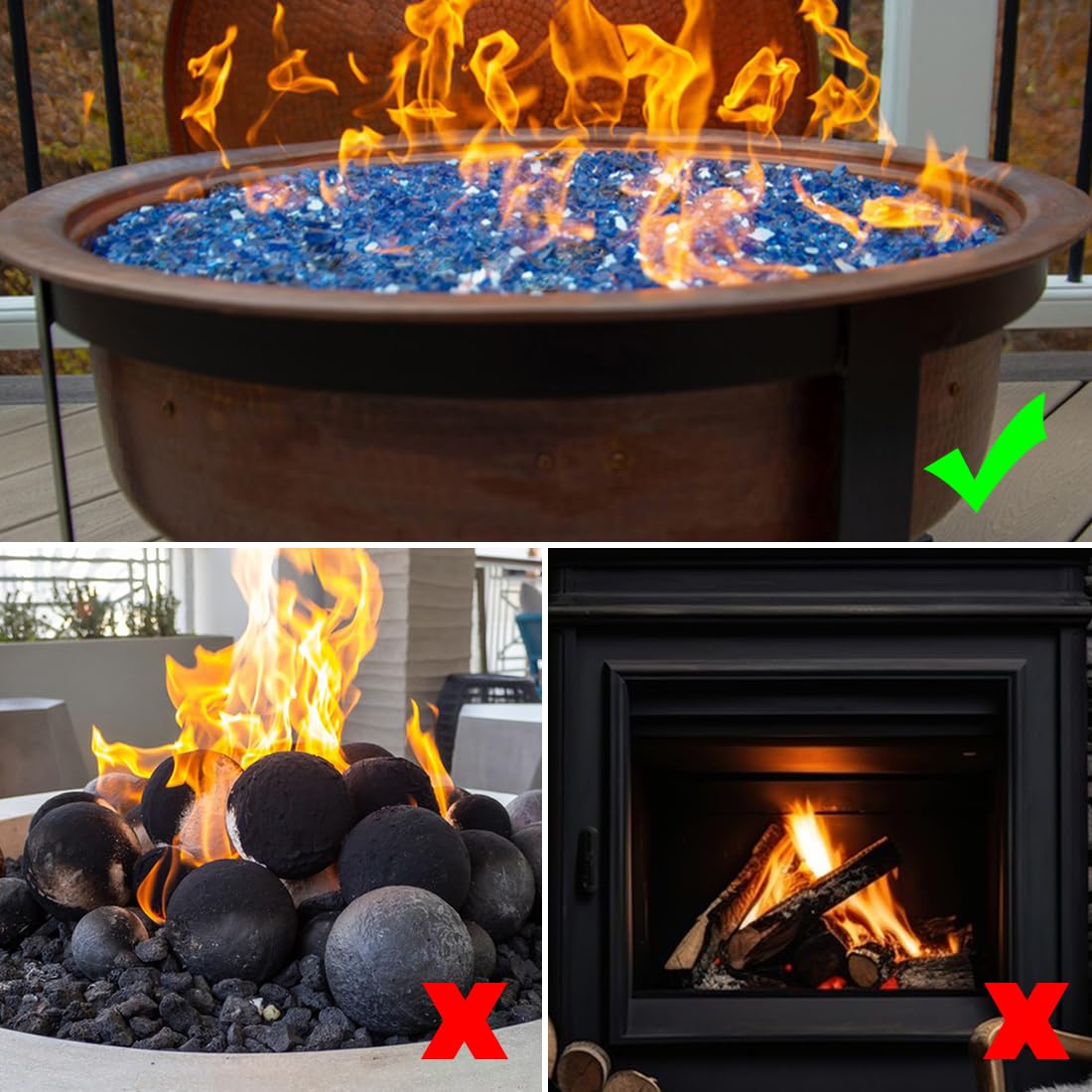 YISZM blue fire glass easy cleaning for maintenance and shine