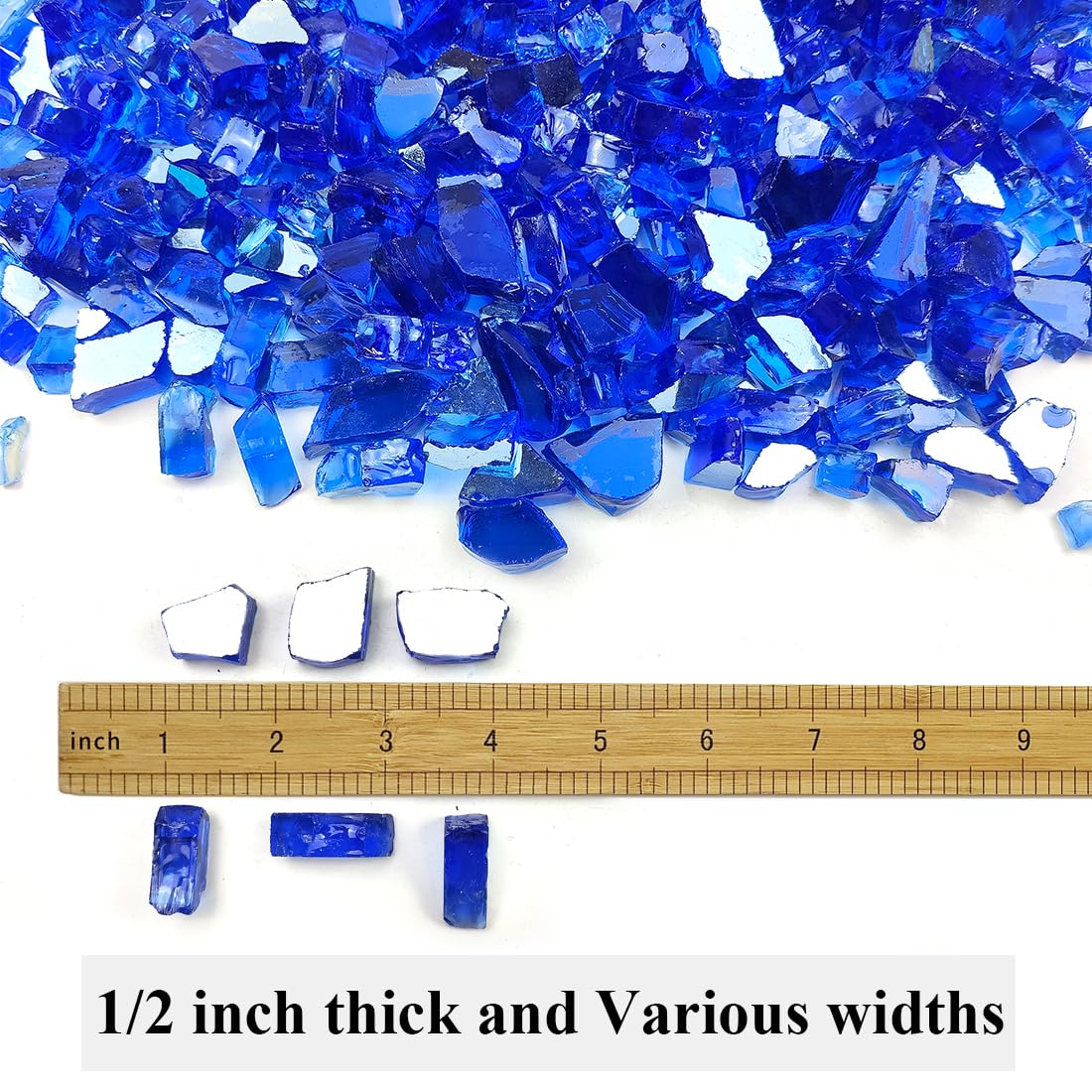 YISZM blue fire glass sparkle close-up highlighting shimmer and color