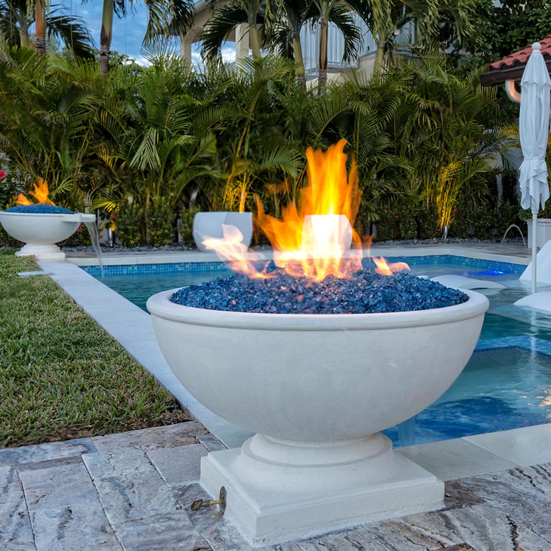 YISZM tempered blue fire glass durability in outdoor use