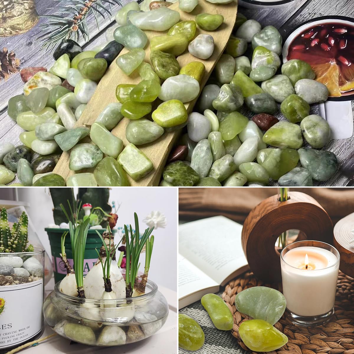 YISZM jade pebbles massage-use decorative stones for relaxation