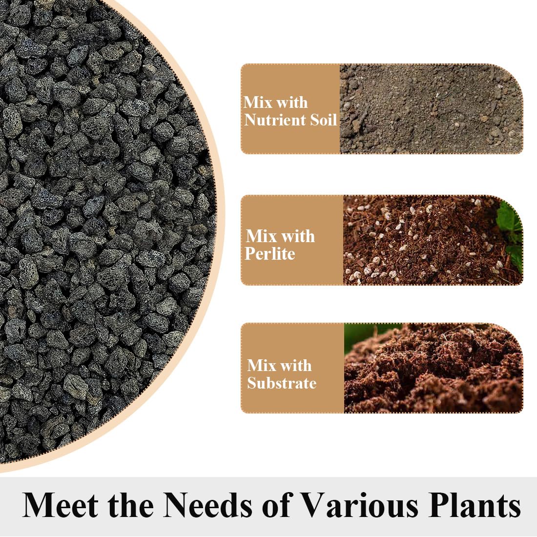 YISZM lava rocks improve drainage and aeration in plant pots