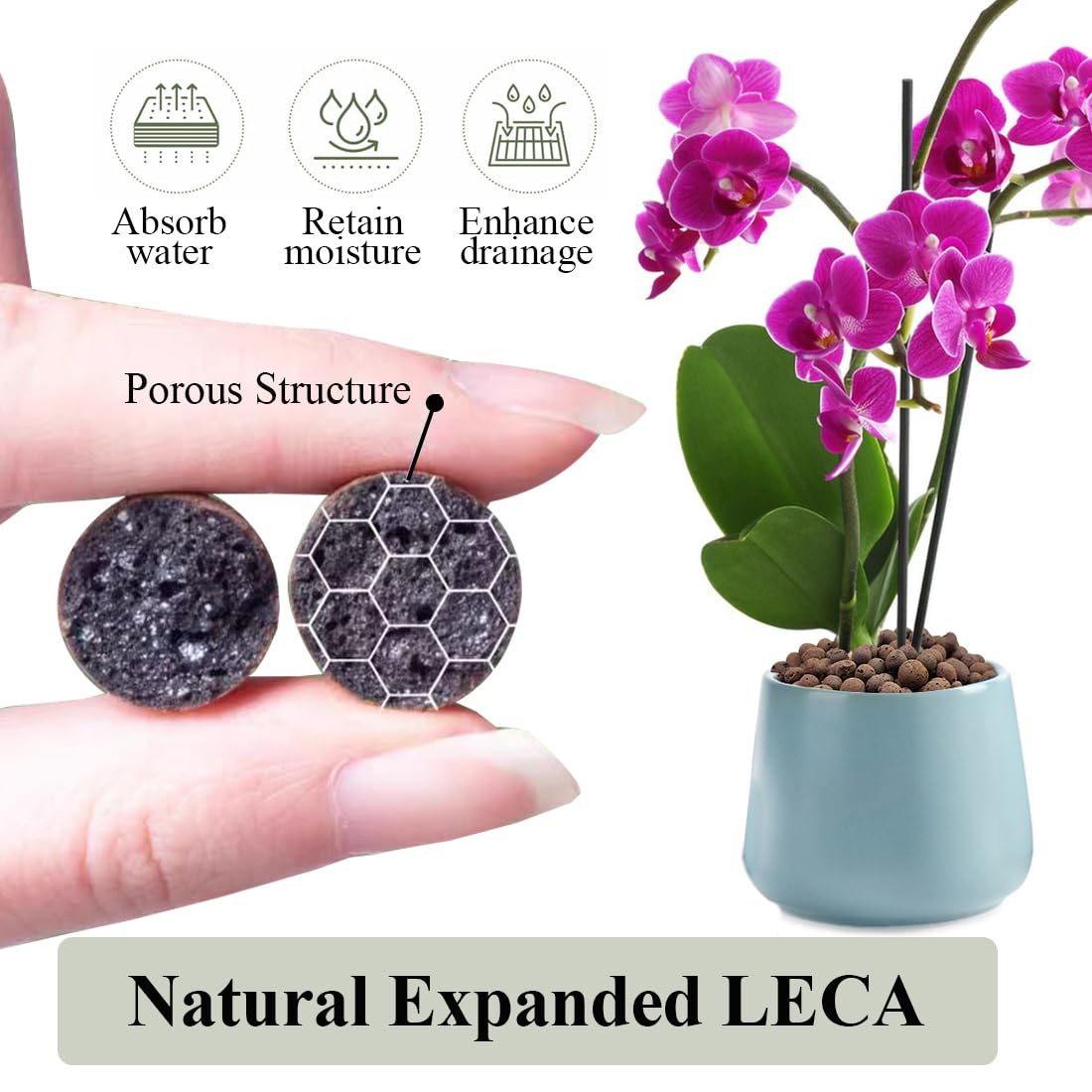YISZM LECA balls aeration view highlights improved root airflow for healthy growth.