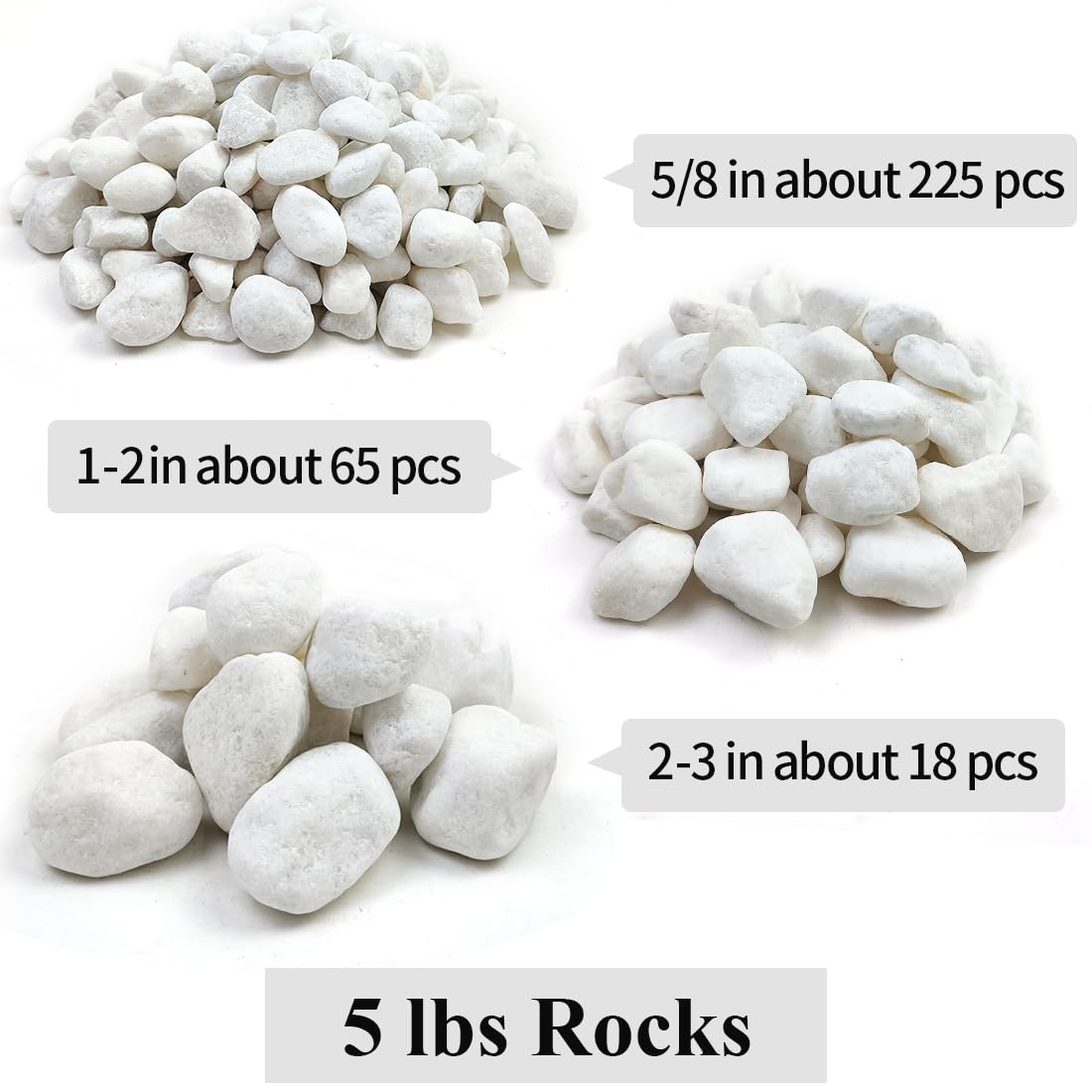 YISZM polished pebbles enhance vases and candle arrangements.