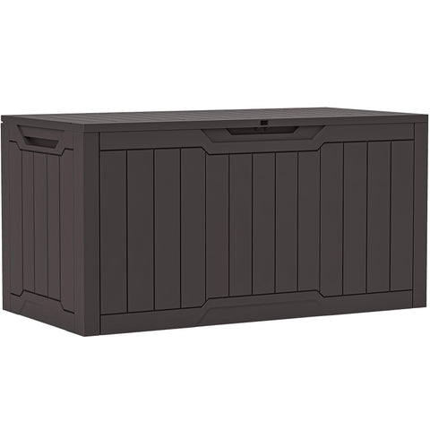 YITAHOME 100 gallon outdoor storage box exterior view in dark brown for weatherproof yard organization