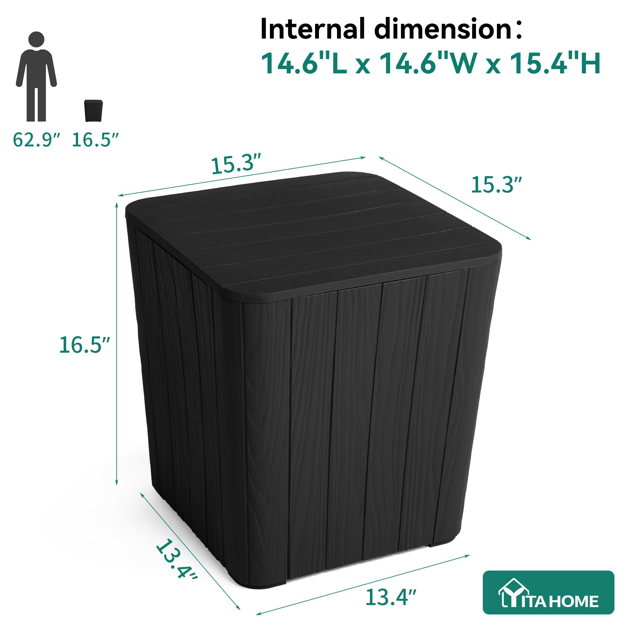 YITAHOME outdoor end table doubles as storage and seating.