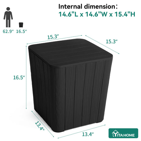 YITAHOME outdoor end table doubles as storage and seating.