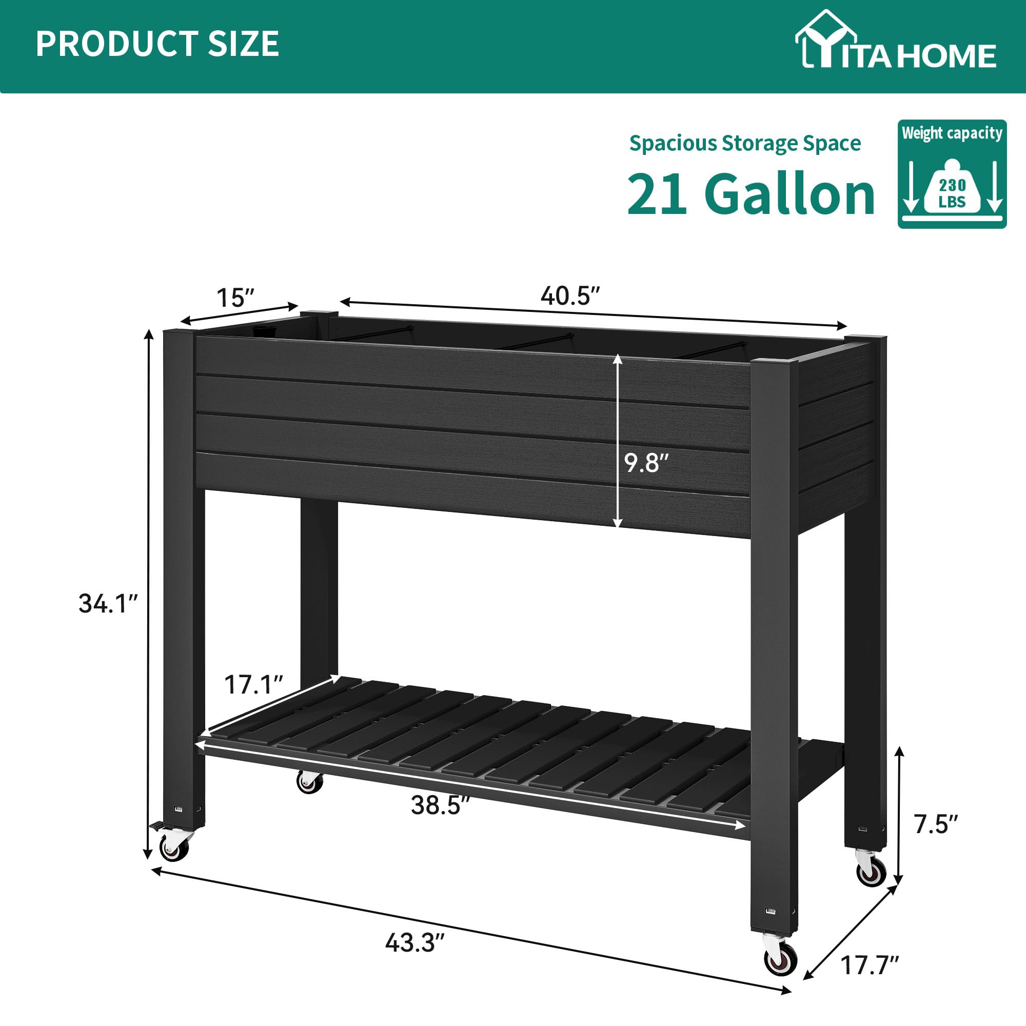 YITAHOME 21-gallon capacity supports soil and plant variety