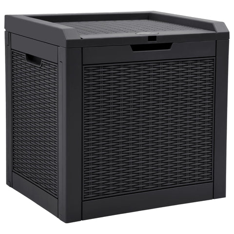 YITAHOME 32-gallon rattan deck box with lid closed showing outdoor storage use