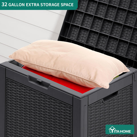 YITAHOME deck box lid open displaying accessible interior storage