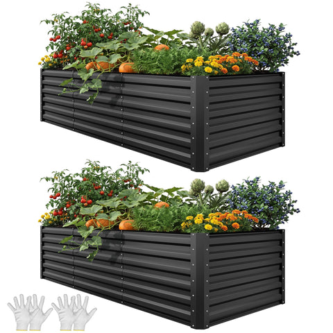 YITAHOME raised garden bed 8x4x2ft side view highlighting soil capacity