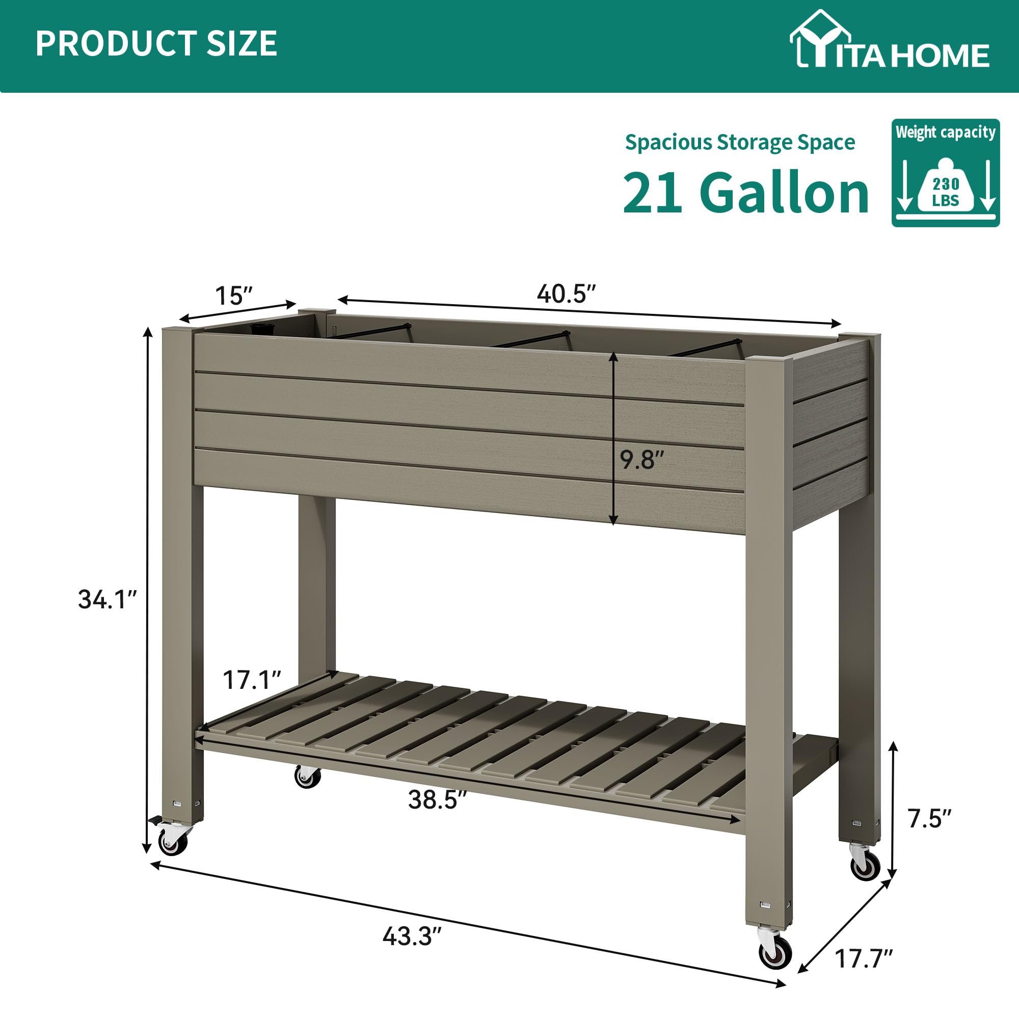 Bottom shelf provides convenient space for tools.