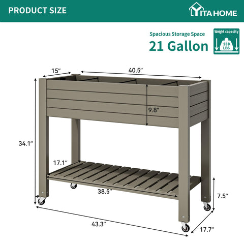 Bottom shelf provides convenient space for tools.