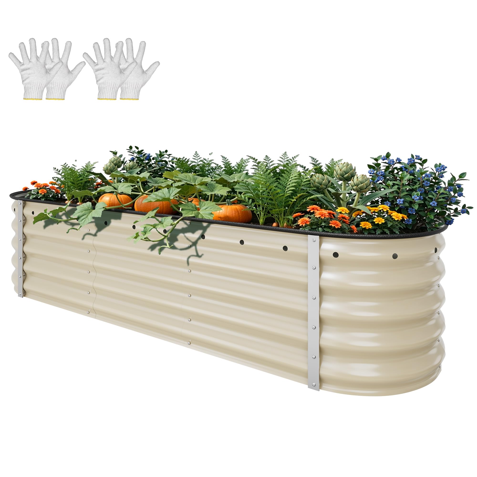 YITAHOME cream yellow outdoor planter bed blends with patios