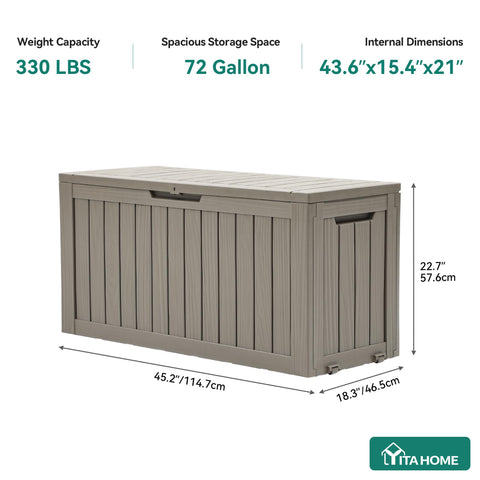 YITAHOME deck box with cushions neatly stored for ready patio use.