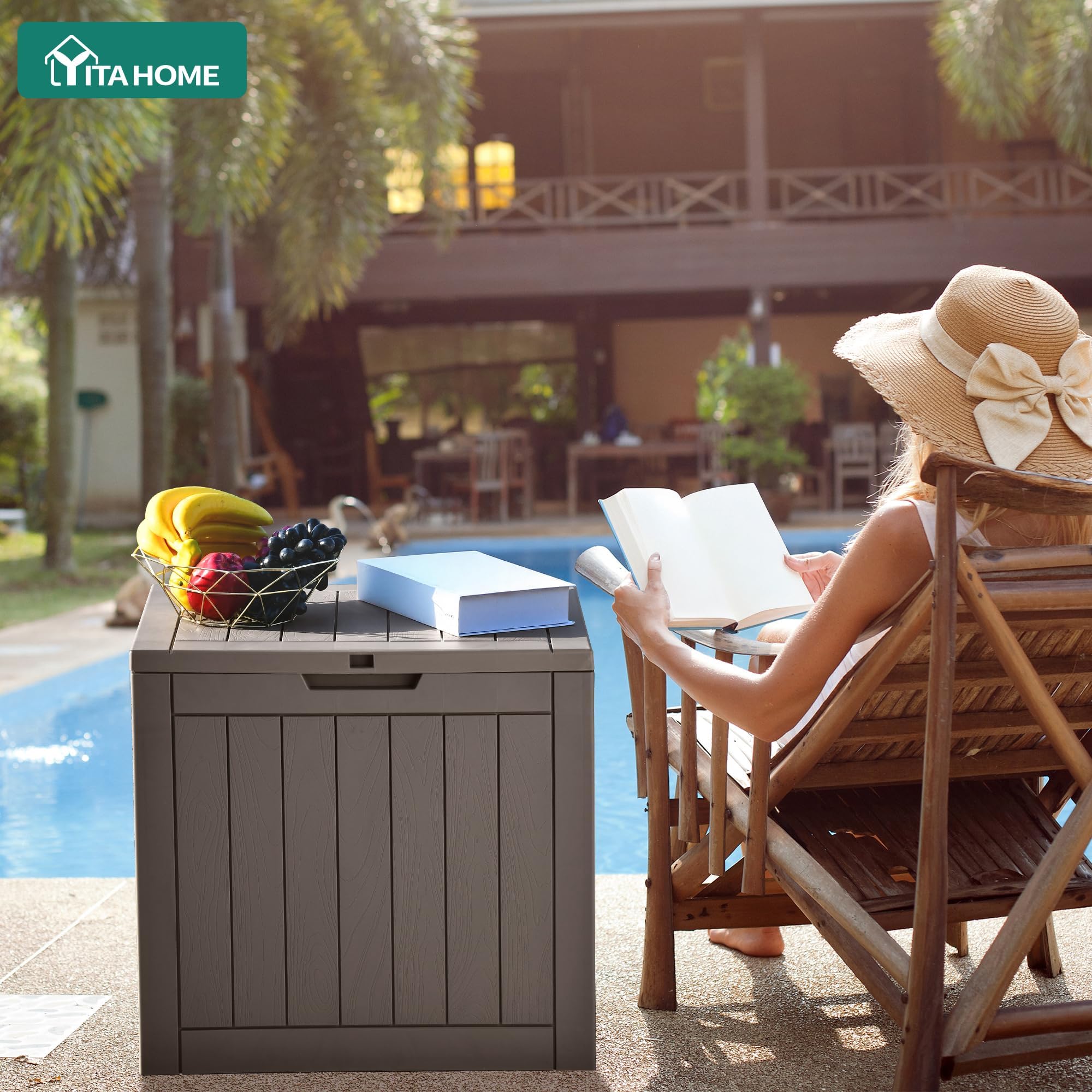 YITAHOME all-weather resin finish resists water and sun.