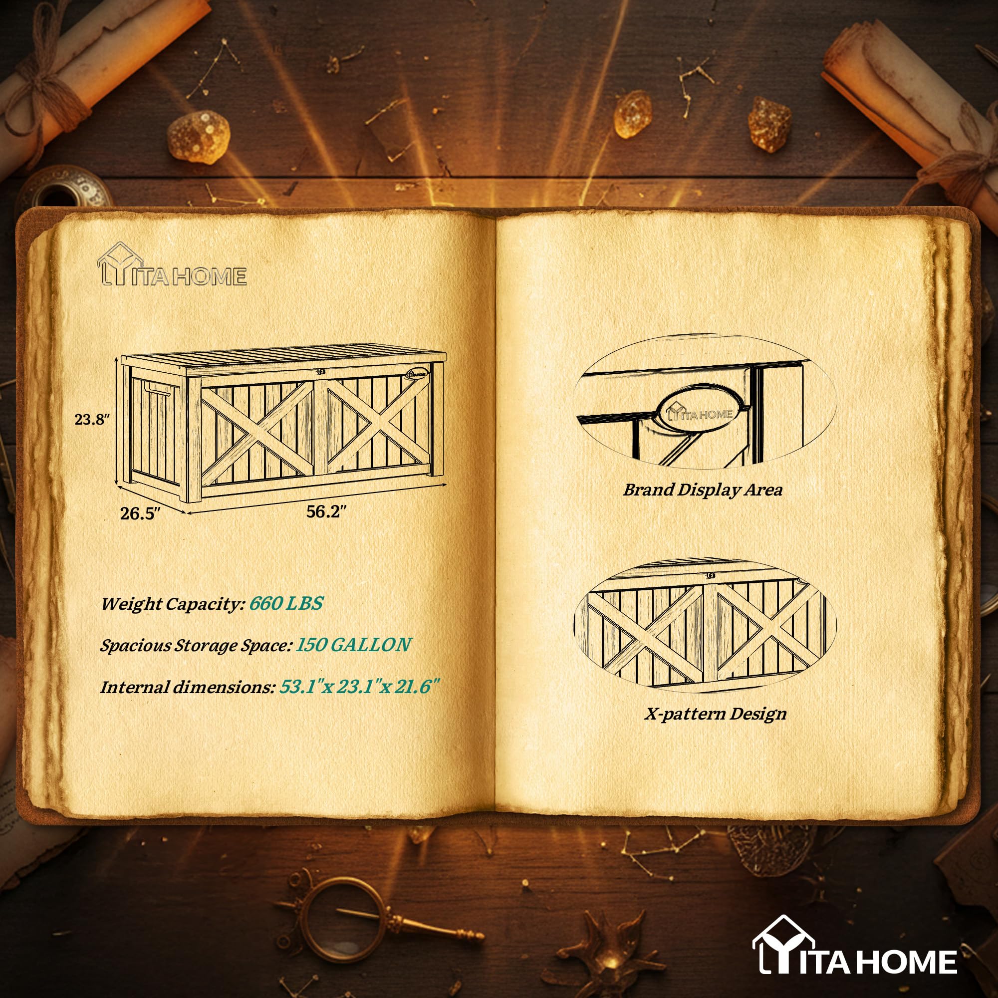 YITAHOME deck box built-in handles for easy repositioning
