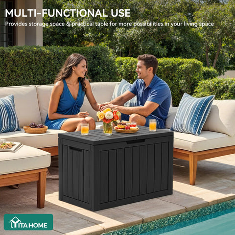 YITAHOME deck box with easy-grip handles simplifies moving and positioning.