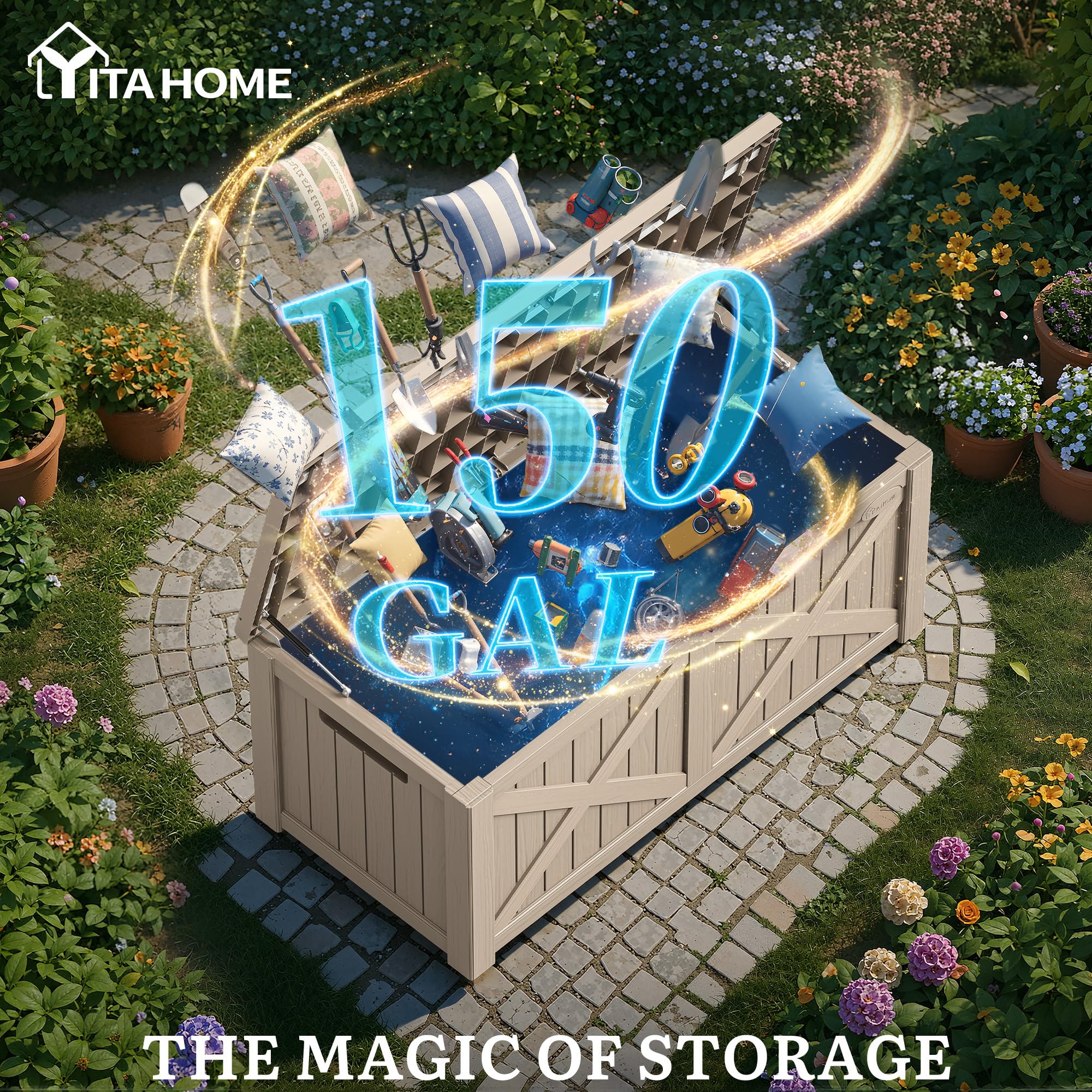 YITAHOME deck box interior space showing ample capacity