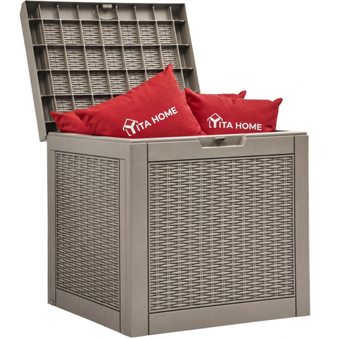 YITAHOME deck box with lockable lid securing outdoor cushions