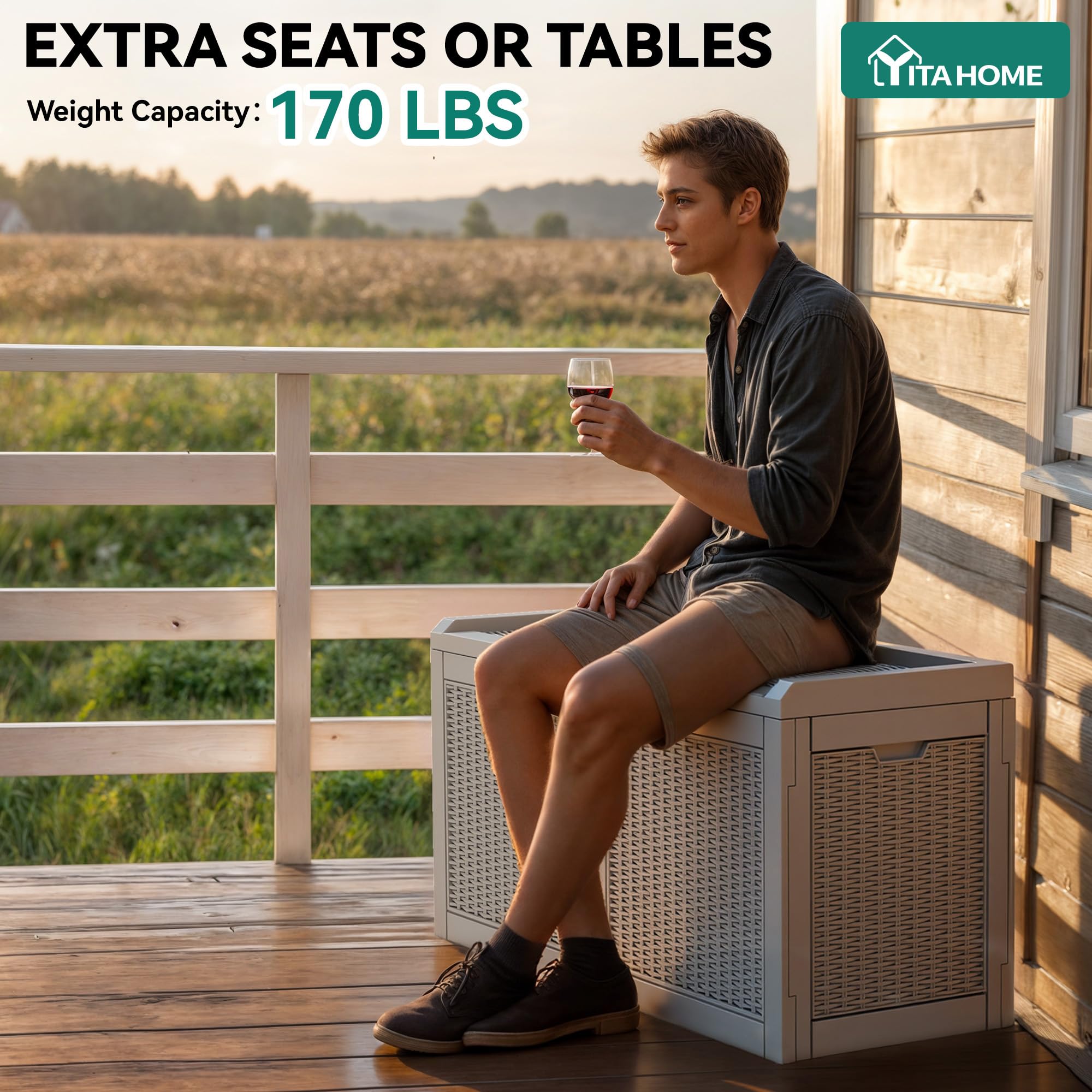 YITAHOME deck box with side handles offers easy transport for patio gear.