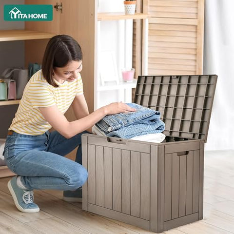 YITAHOME taupe color blends with patio furniture.