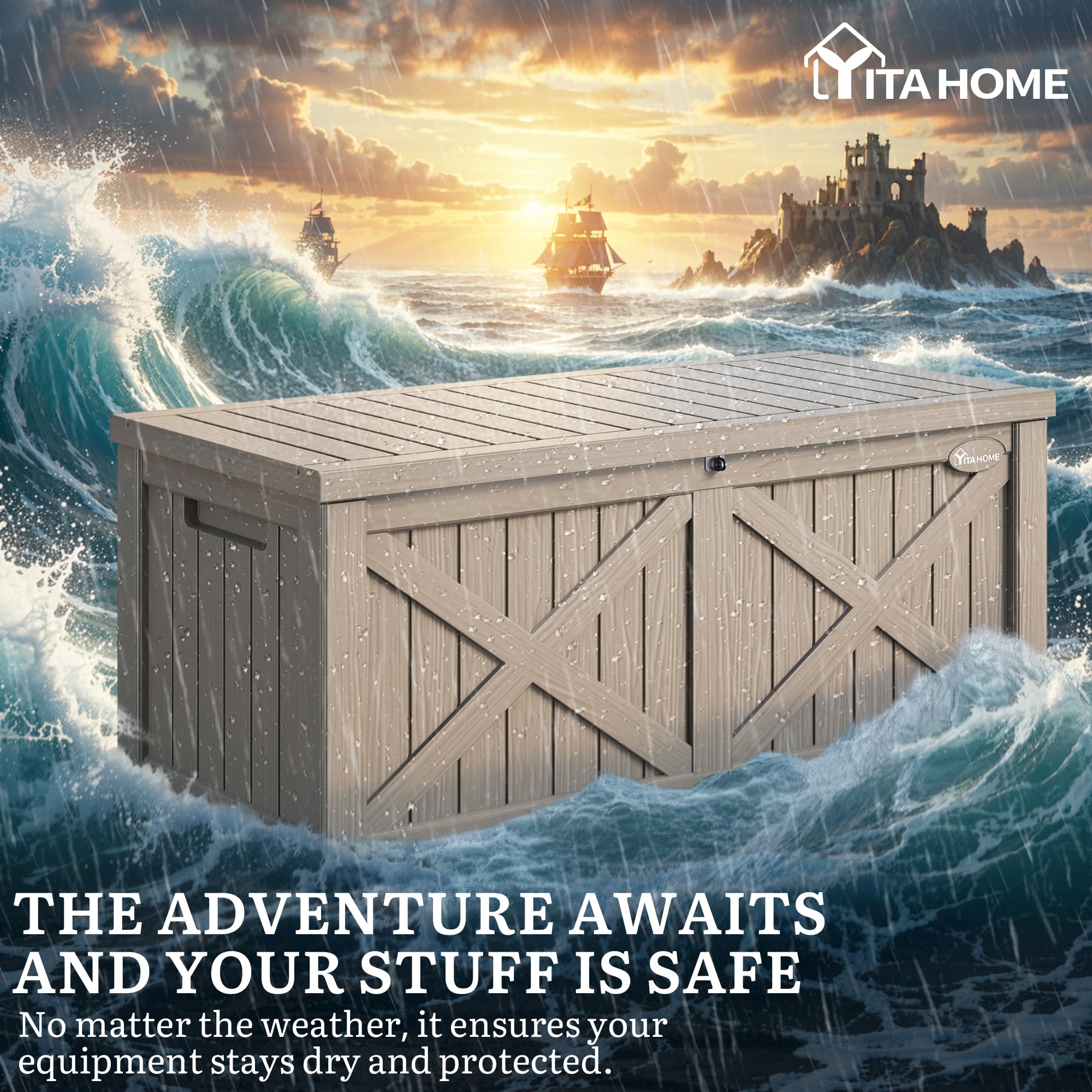 YITAHOME deck box waterproof poly resin for all-weather storage