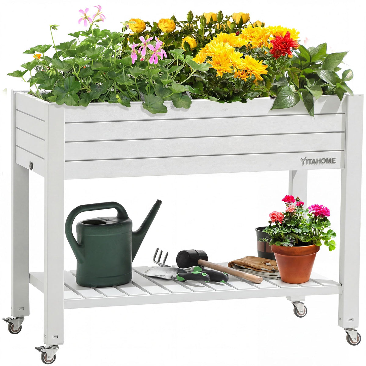 YITAHOME elevated garden bed with legs and wheels for easy movement across patios