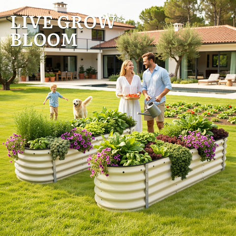 YITAHOME galvanized metal planter box frame supports sturdy, durable planting