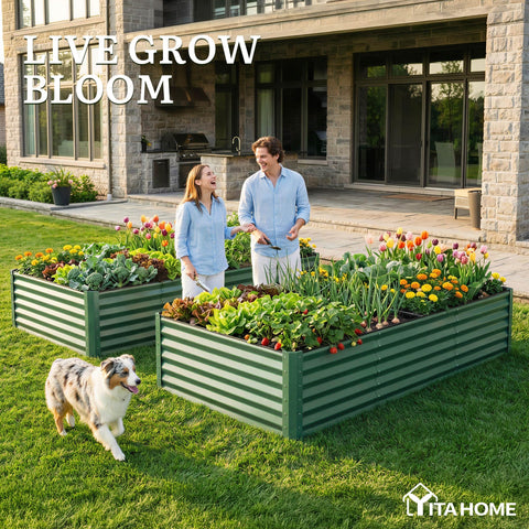 YITAHOME raised bed showing edge curl and rubber safety strip.
