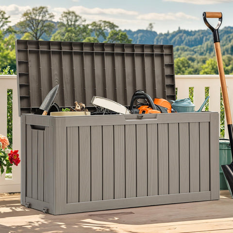 YITAHOME garden storage solution by poolside for seasonal gear.