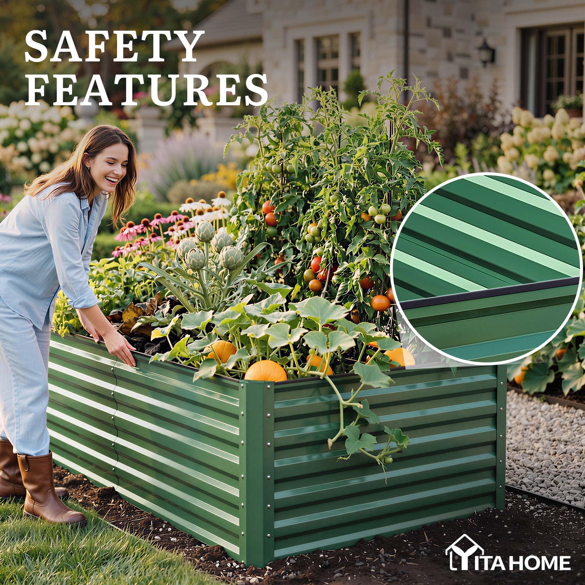YITAHOME ground-nails and support-rods image demonstrates secure anchoring.