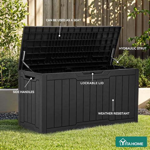 Hydraulic struts enable smooth, safe opening on the YITAHOME storage box.