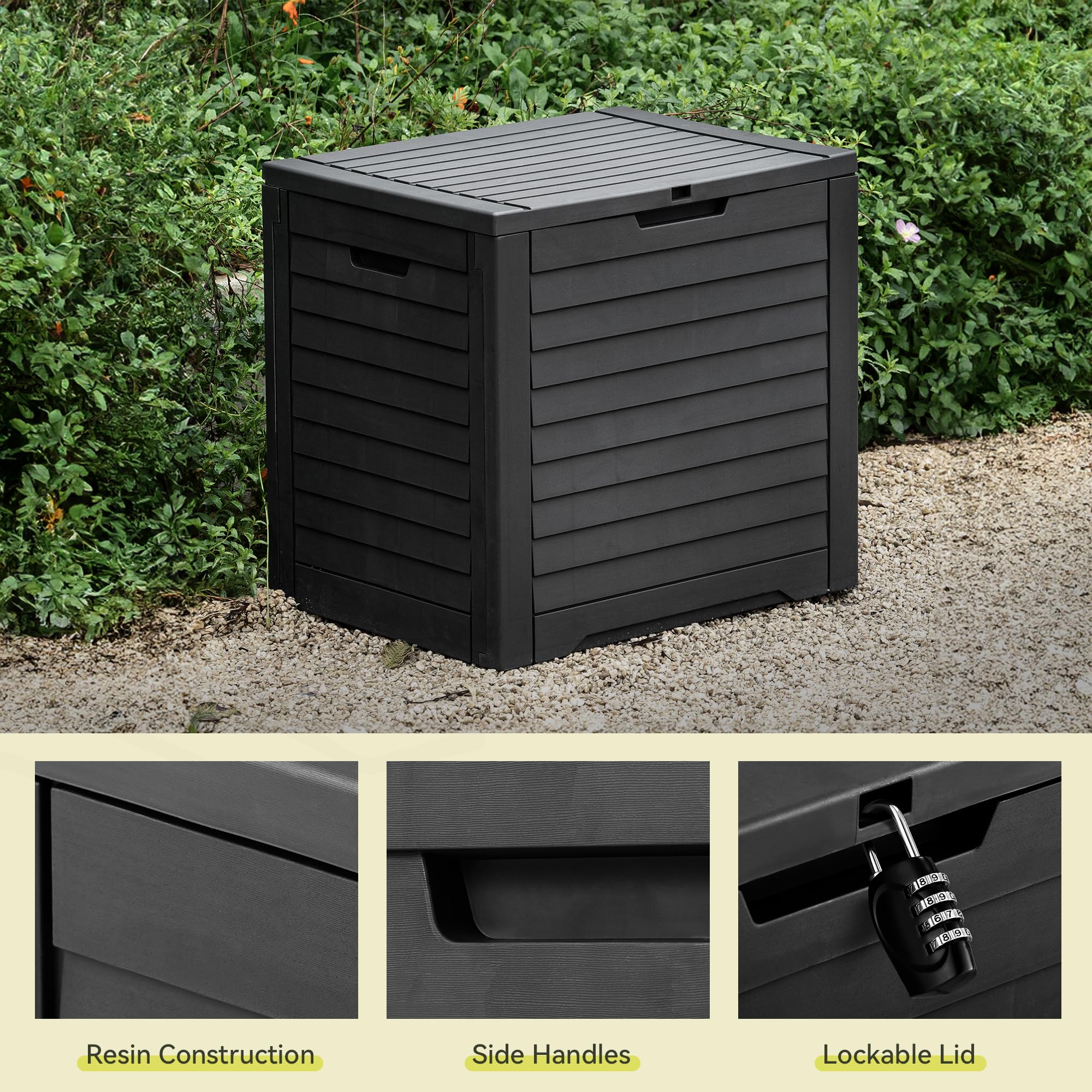 YITAHOME lockable lid deck box adds outdoor security