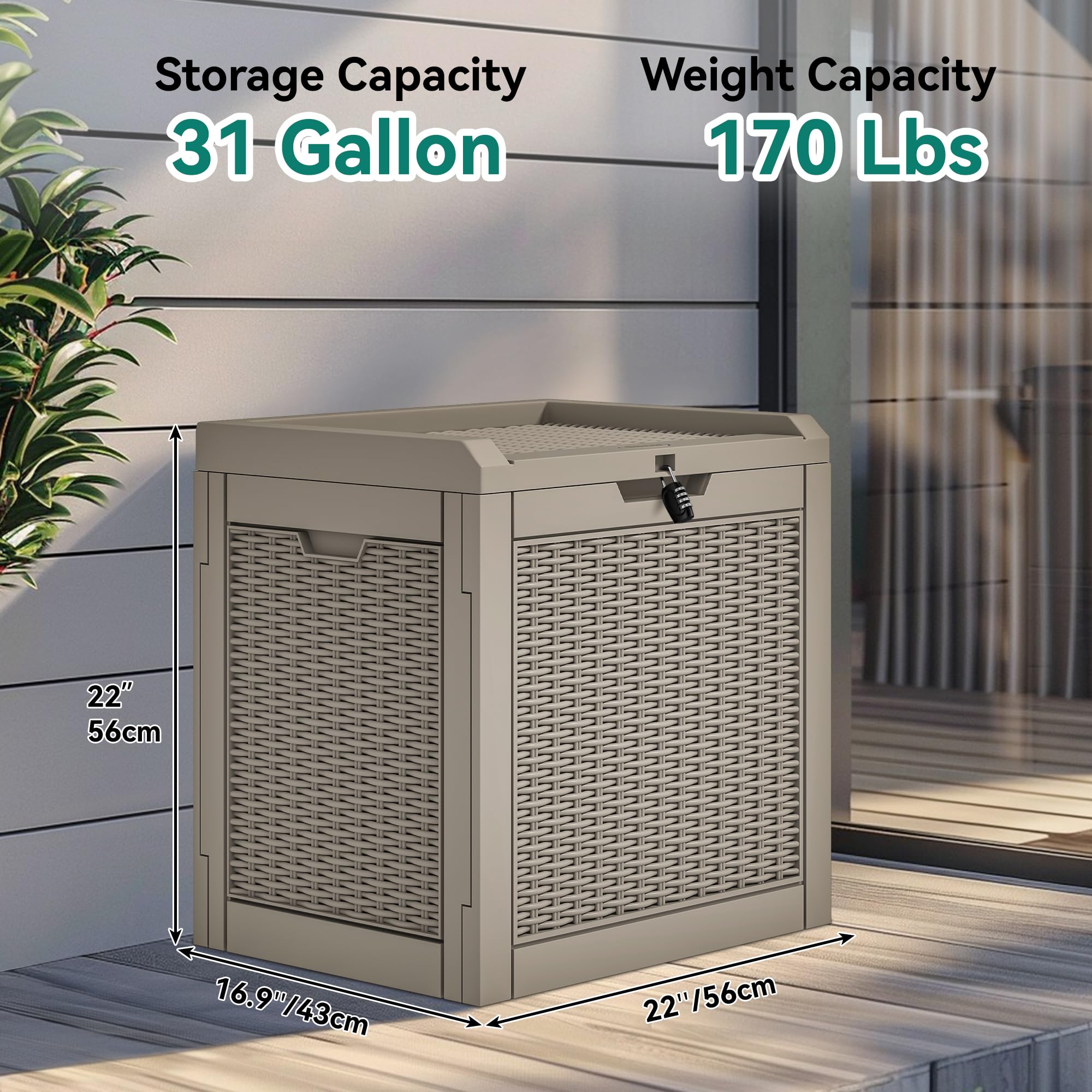 YITAHOME lockable lid on outdoor storage box for secure outdoor storage