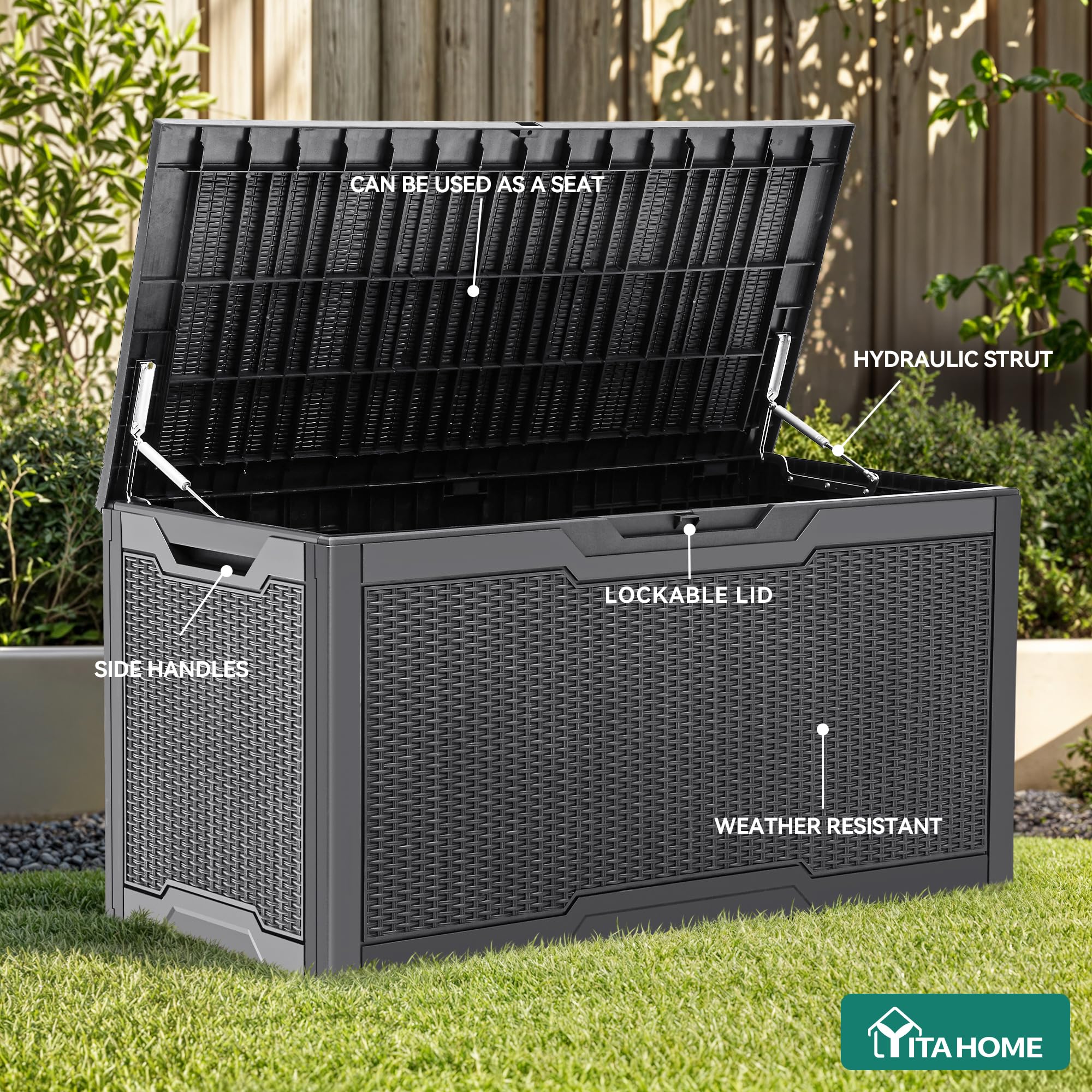 YITAHOME lockable outdoor storage keeps tools safe and organized.