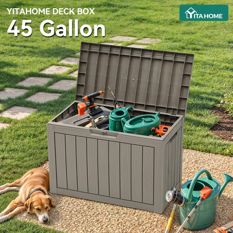 YITAHOME patio storage box doubles as a sturdy side table.