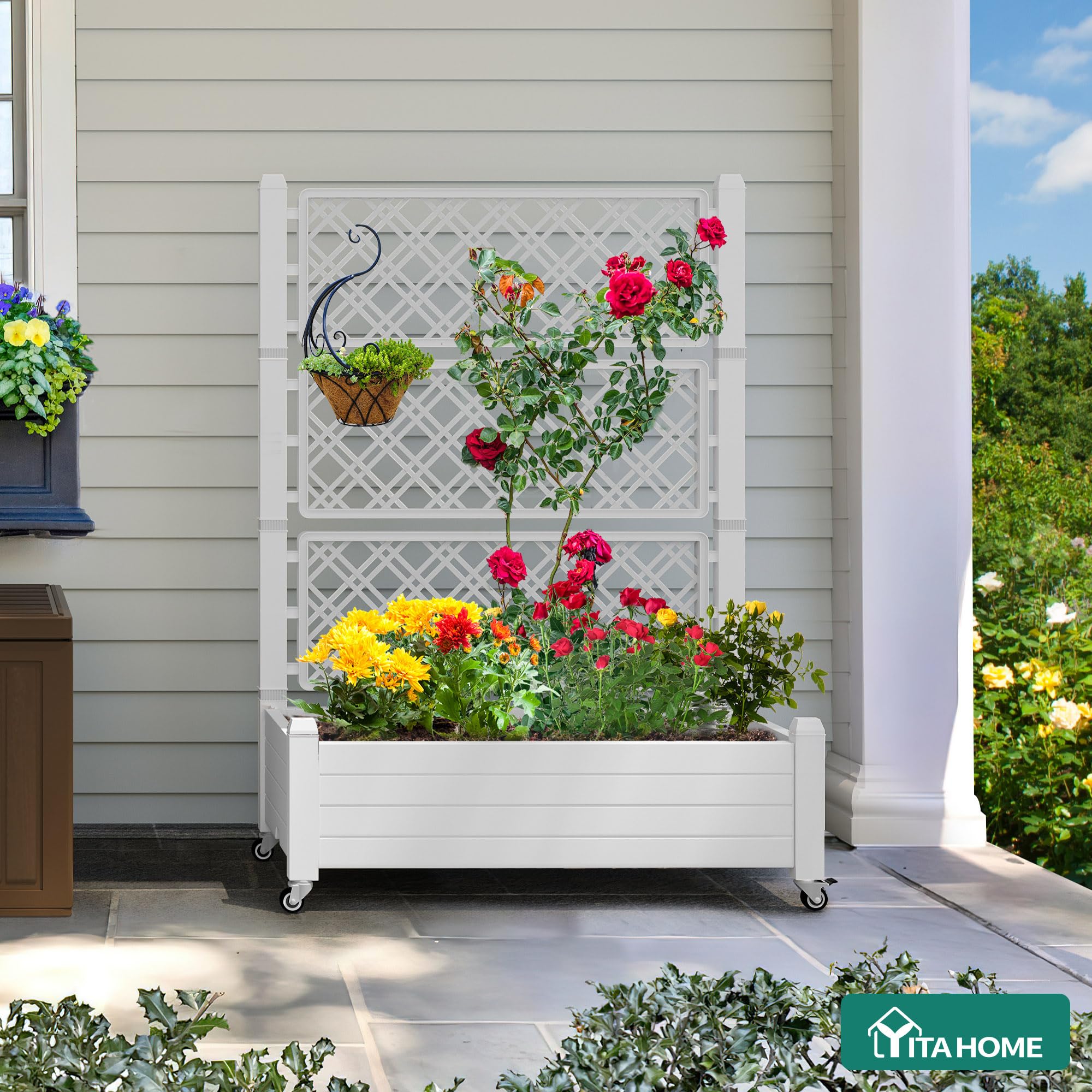 Central divider on YITAHOME raised bed improves moisture control