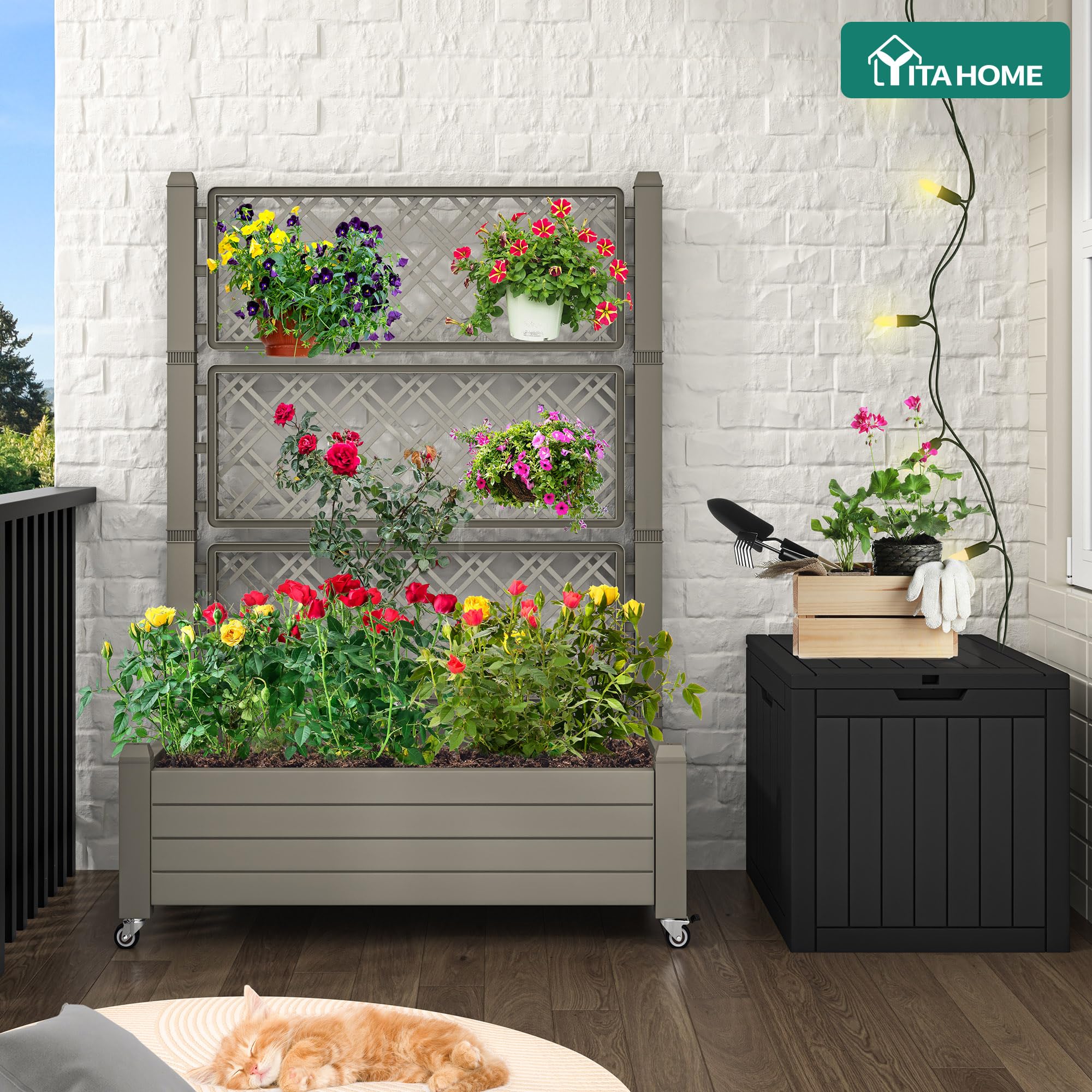 YITAHOME planter box trellis tall profile enables dramatic vertical display