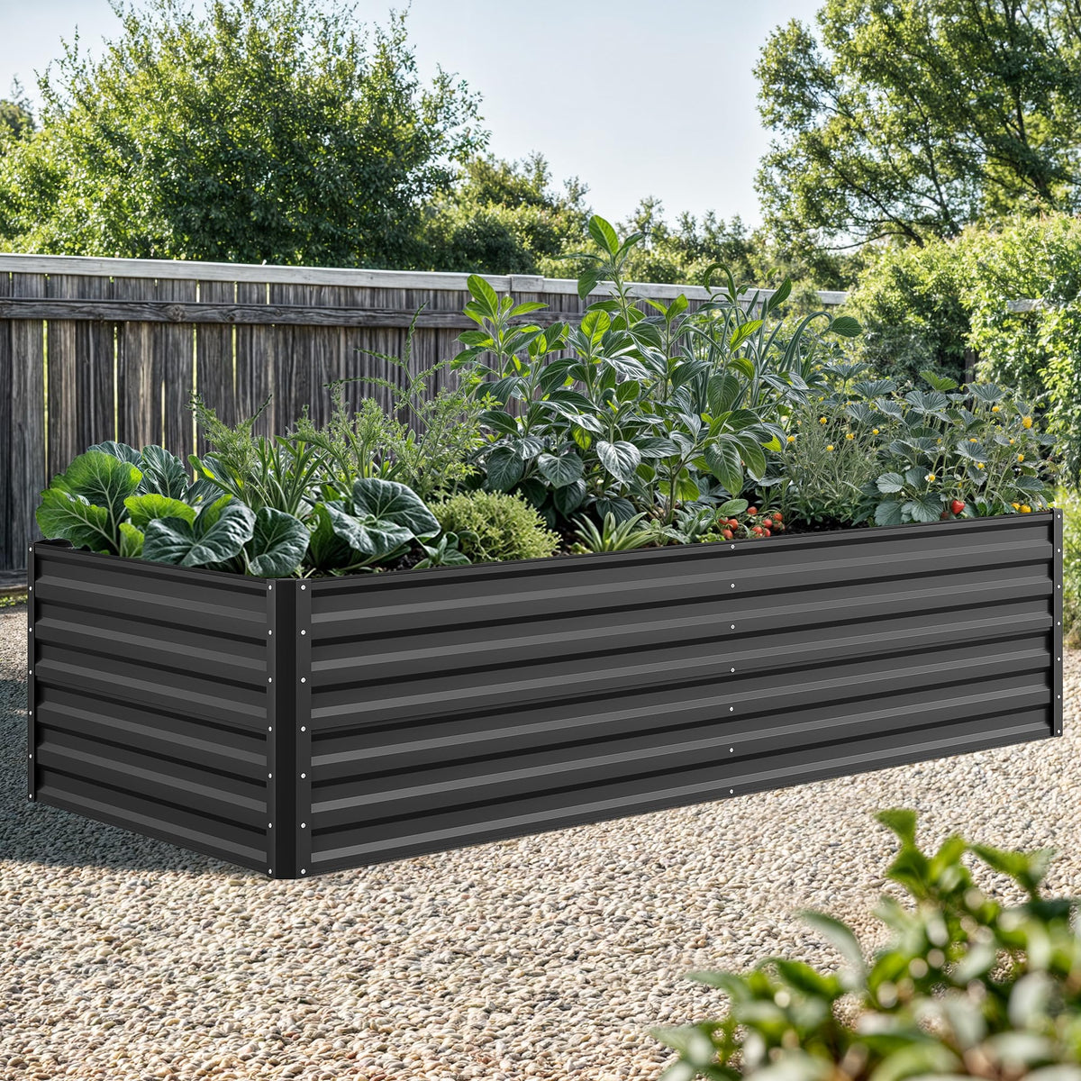 YITAHOME raised garden bed assembly shows easy setup for outdoor planting